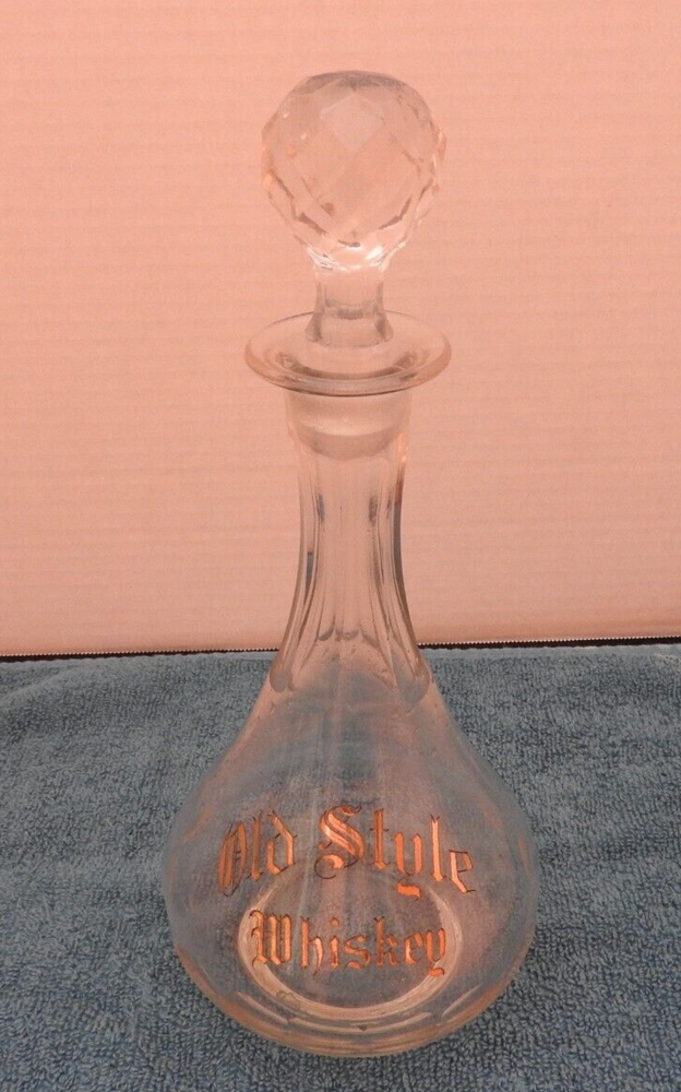 "Old Style Whiskey" Pre-prohibition Decanter Bottle Nice Gold Guilt Script