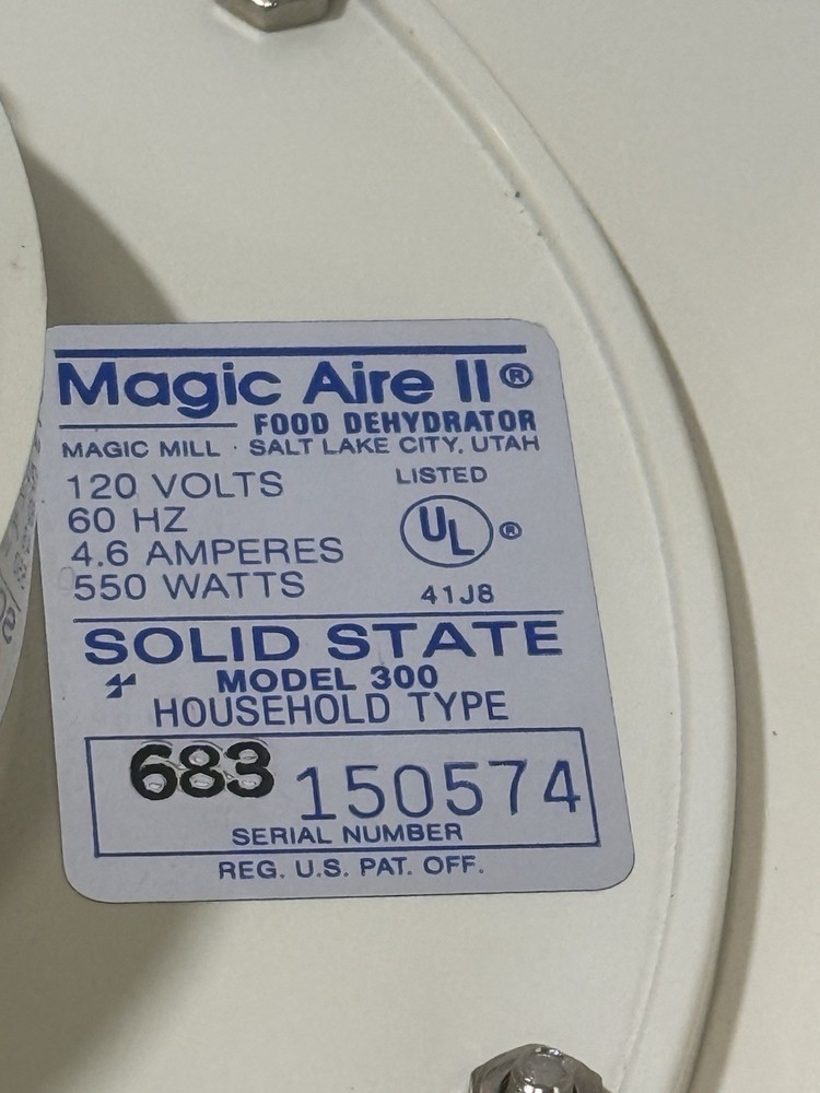 Magic Aire II Solid State Dehydrator With 10 Trays Magic Mill - Tested