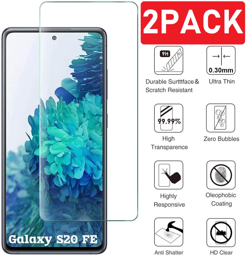 2-Pack For Samsung Galaxy S20 FE 5G Clear Screen Protector Guard Tempered Glass