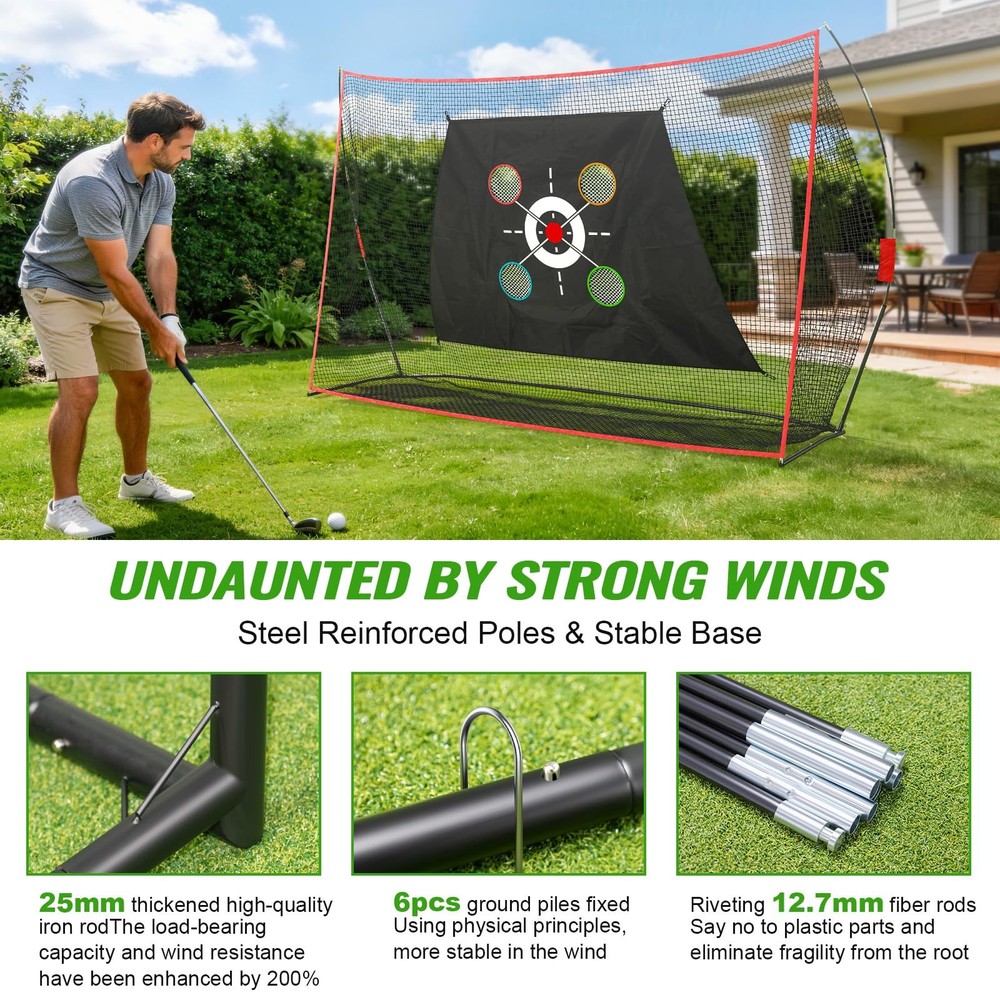 Golf Hitting Net 10x7FT with Mat & Target - Professional Training for Backyard