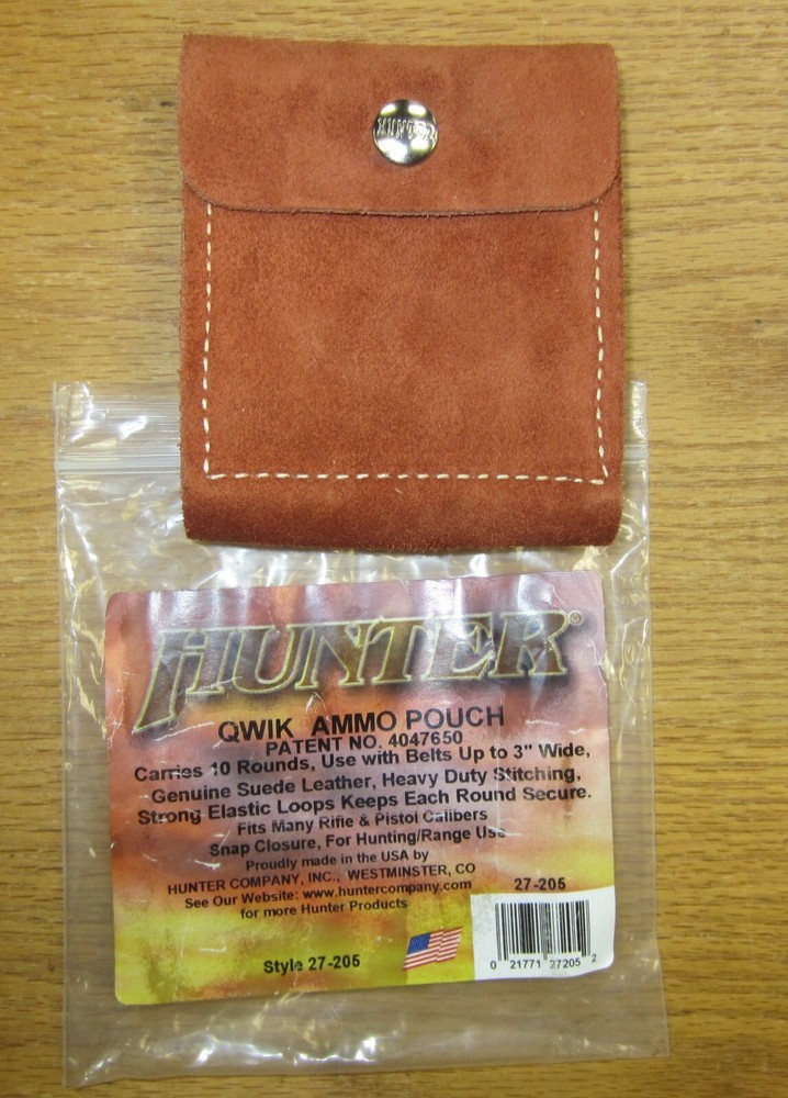 Hunter Leather Suede Qwik Ammo Pouch Holds 14rds