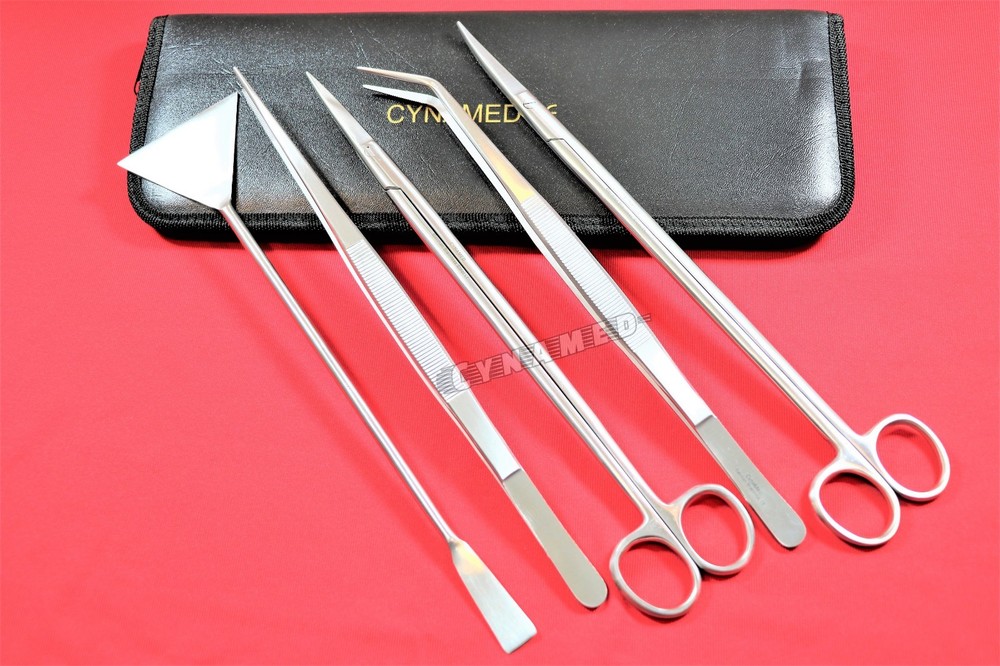 GERMAN FISH AQUARIUM CLEANING KIT STAINLESS 5PCS WITH POUCH BASIC TOOLS