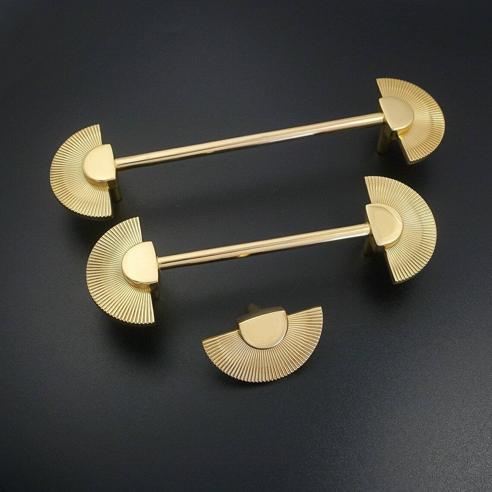 3.78" 5"Double Semicircle Brass Drawer Pull Cabinet Handle Dresser Wardrobe Pull