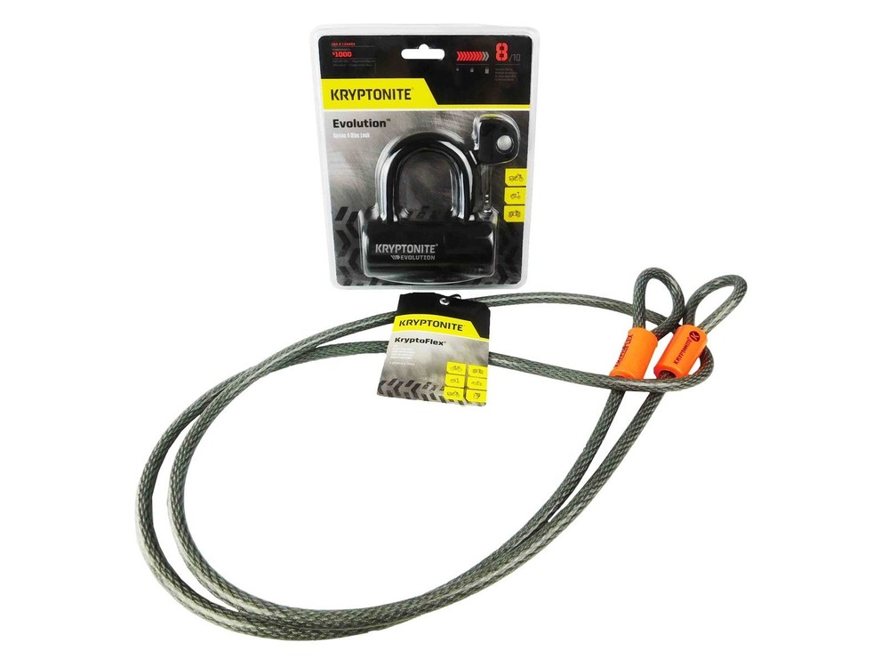 Kryptonite Evolution Series 4 Disc Lock Black and 710 7 ft Looped cable
