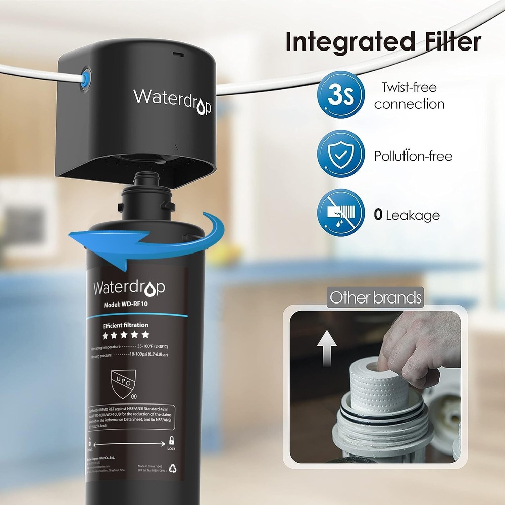 Waterdrop 10UB Under Sink Drinking Water Filtration System,NSF/ANSI 42 Certified