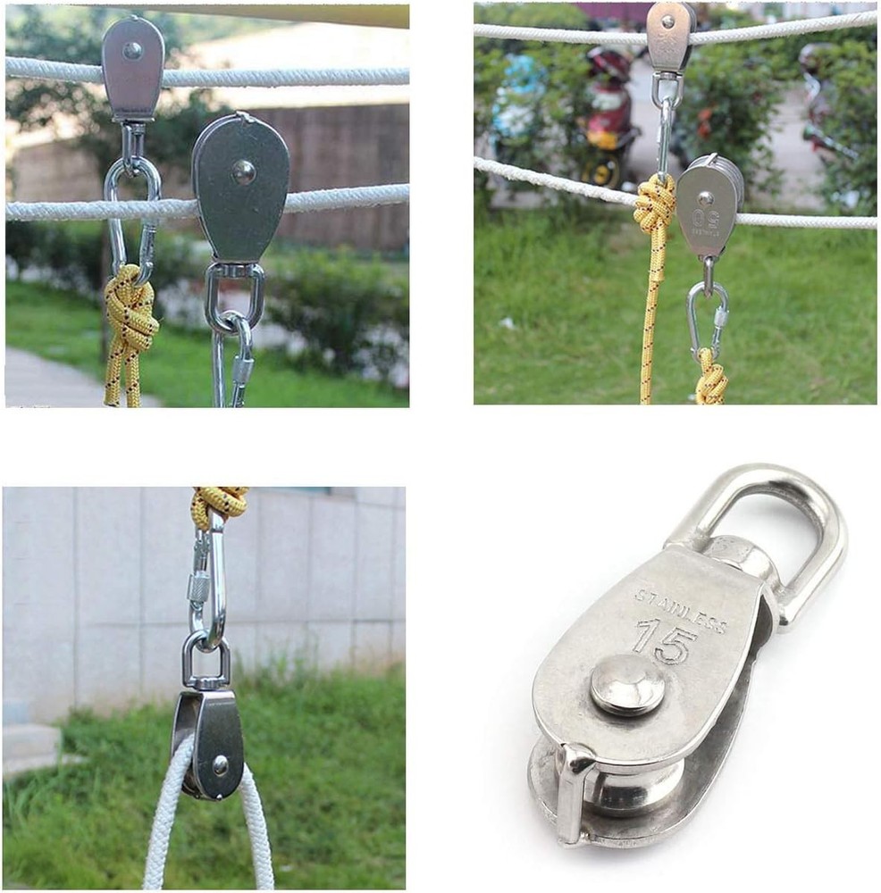 2-Pack M15 Single Wheel Stainless Steel Rigging Block - Swivel Functionality