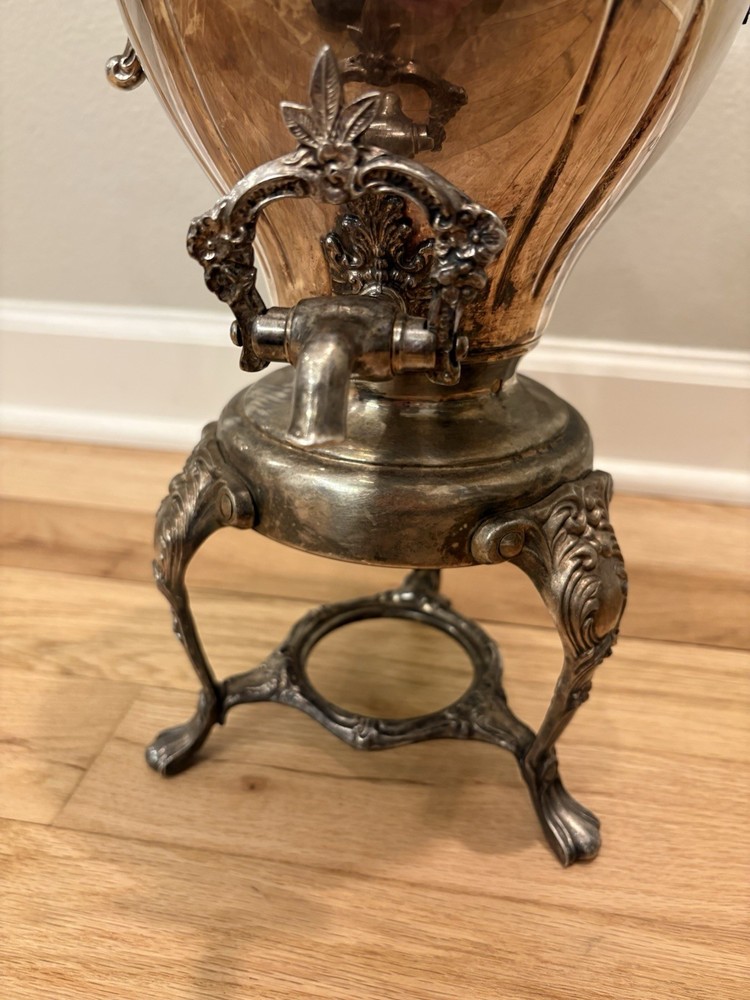 Sheridan Silverplate Samovar Tea Urn Victorian Style Ornate Decor Broken Handle