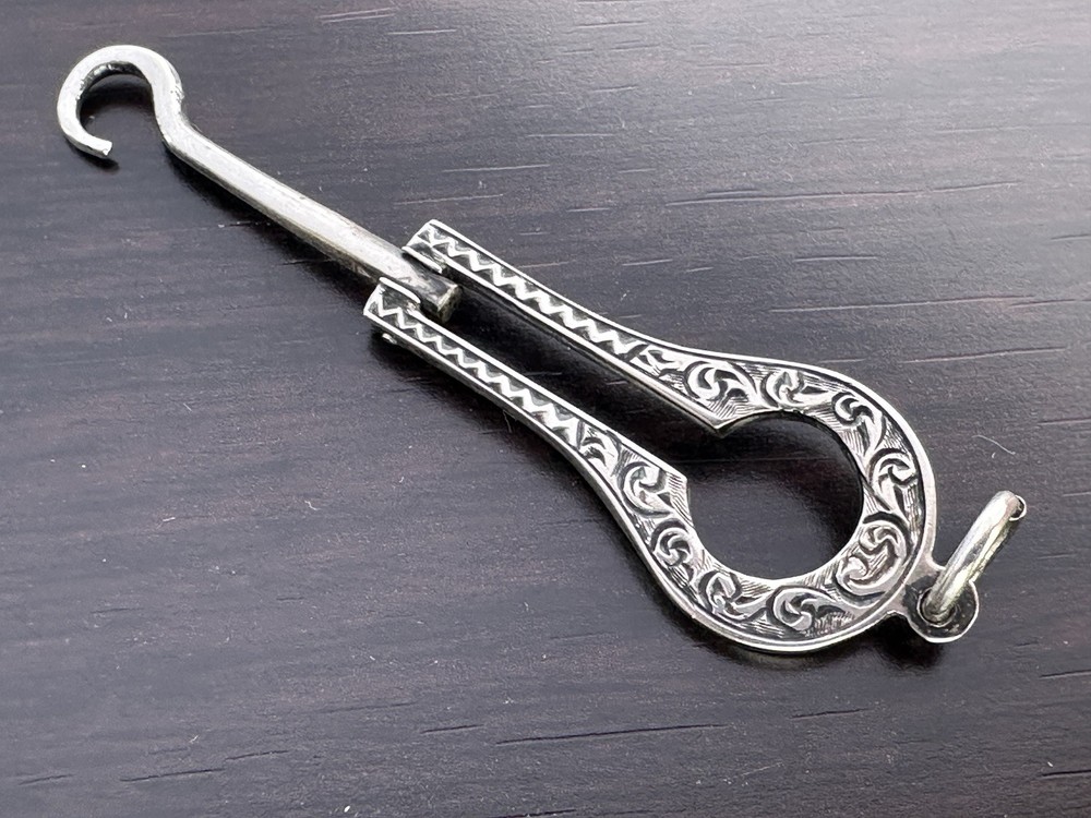 Victorian Sterling Silver Chatelaine Folding Button Hook CHESTER 1891