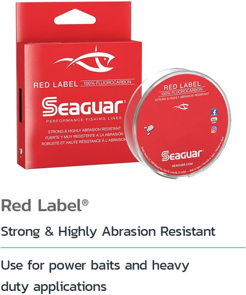 Seaguar Red Label 100% Fluorocarbon Fishing Line, Multiple Sizes