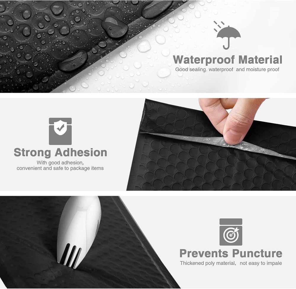 500Pack Poly Bubble Mailers Padded Envelope Bubble Envelopes 6x10" 6x9" #0 Black