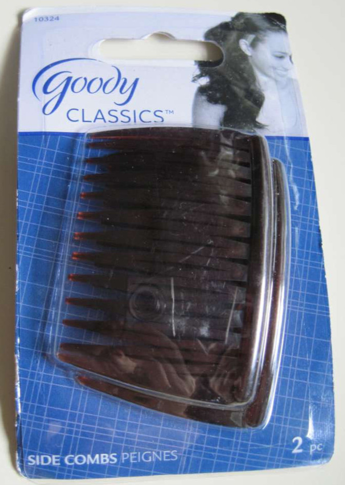 2 Goody Classics Translucent Brown Plastic Fashion Side Combs Kathy Allergy Safe