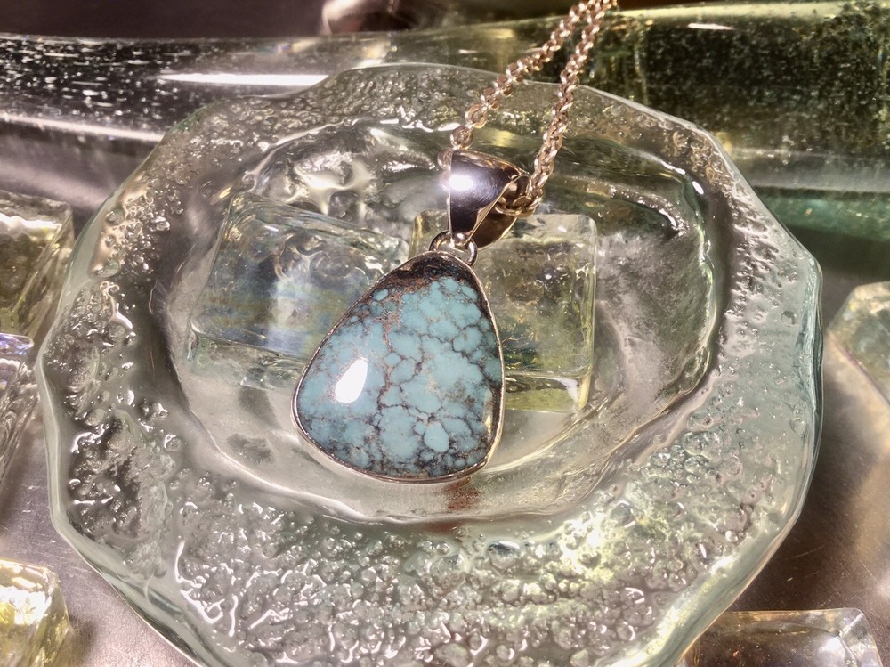 Genuine 925 Sterling Silver Turquoise Gemstone Pendant