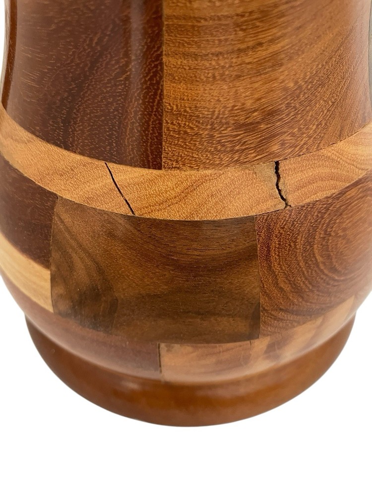 Segmented Wood 8” Ewer Tankard Vase. 8”H