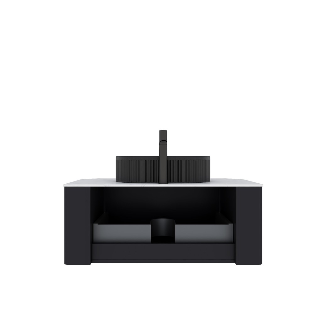 DINA 36" Bathroom Vanity with Sink, Modern Wall-Mounted Floating Curved Edges