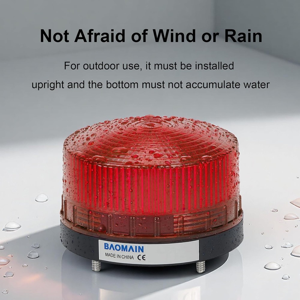 Compact 3W Red Strobe Warning Light - Polarity-Free, Easy Installation, 110V AC