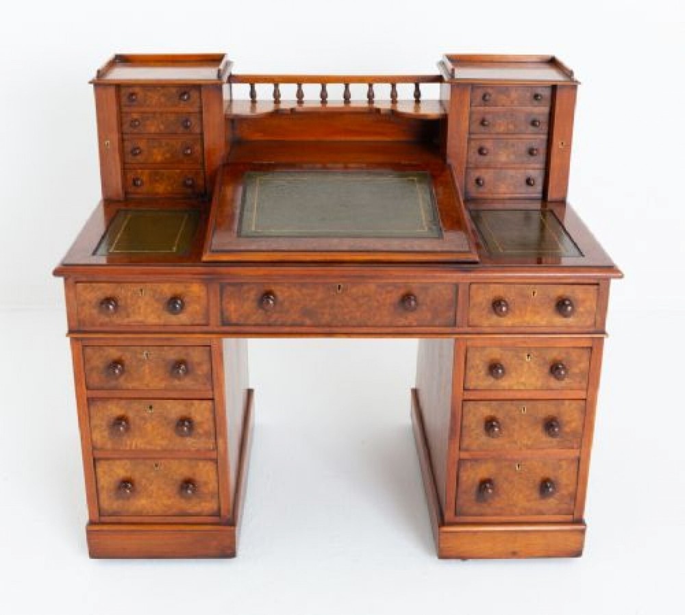 Victorian Dickens Desk Walnut Writing Table 1870