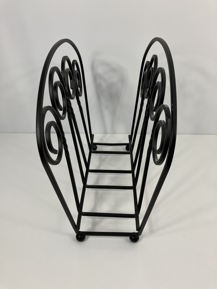 Wrought Iron Black Scroll Magazine Rack Holder