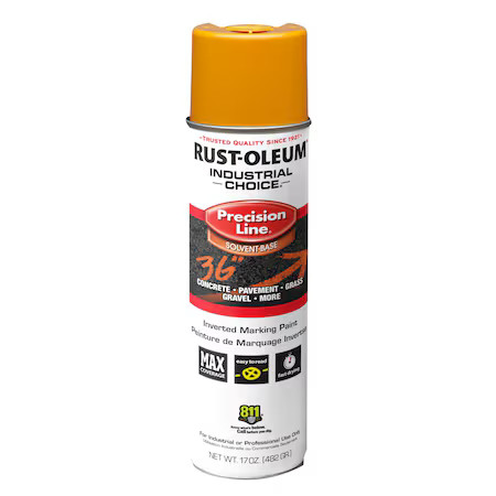 Rust-Oleum 203024V Precision Line Marking Paint, Inverted, Caution Yellow, 20 Oz