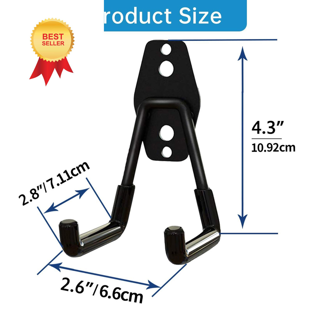 GeeWatom 2 Pack Garage Storage Utility Hooks，Garage Garden Tool Black