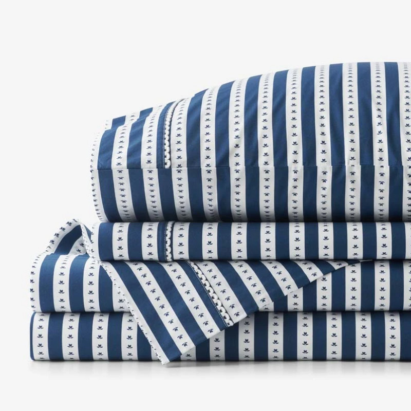 Heather Taylor Home Mini-Prints Garment Washed Cotton Percale Bed Sheet Set