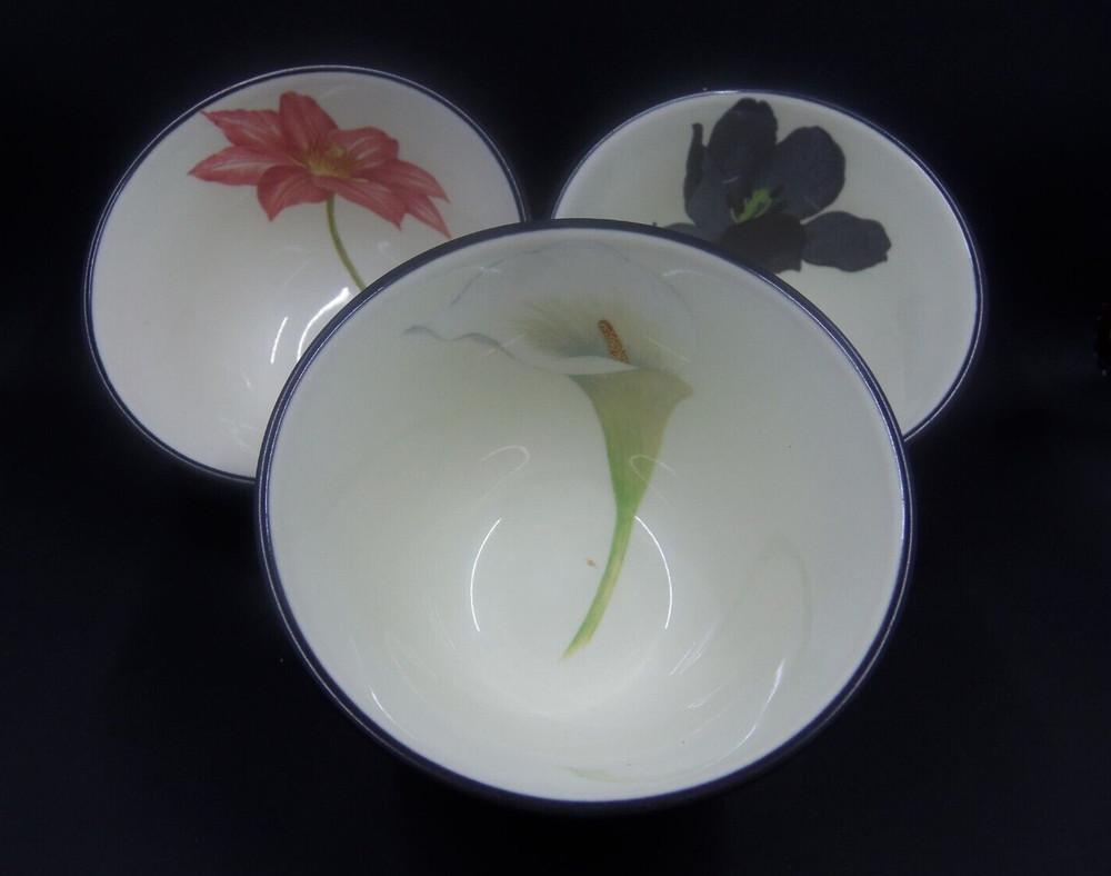 Noritake Black Bowls Flower Inside (4" diameter, 2.5" tall)