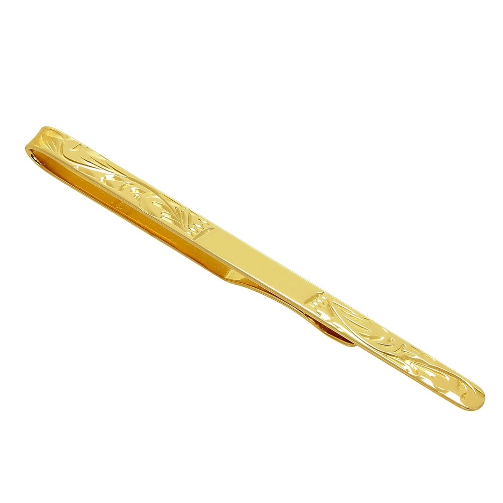 9ct Gold Slimline Engraved Tie Slide