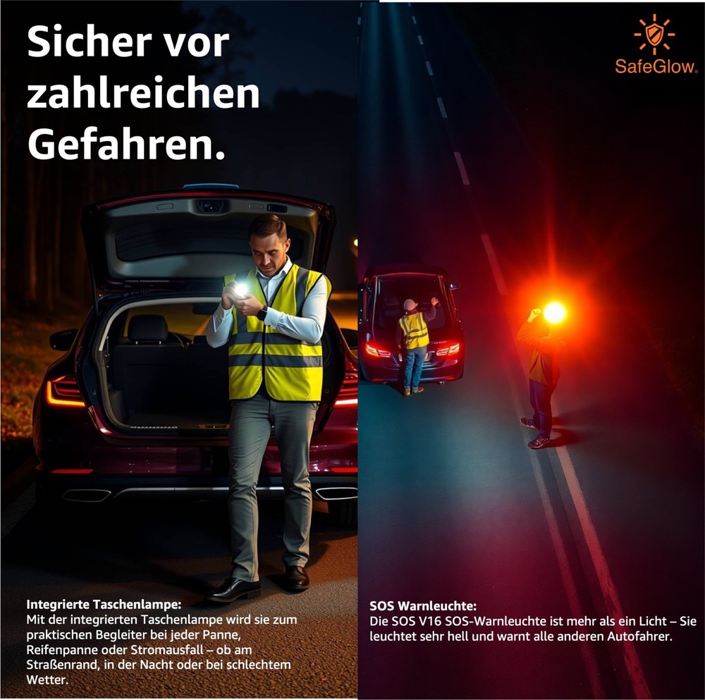 3x warning light V16 EU emergency light-warning triangle-breakdown triangle