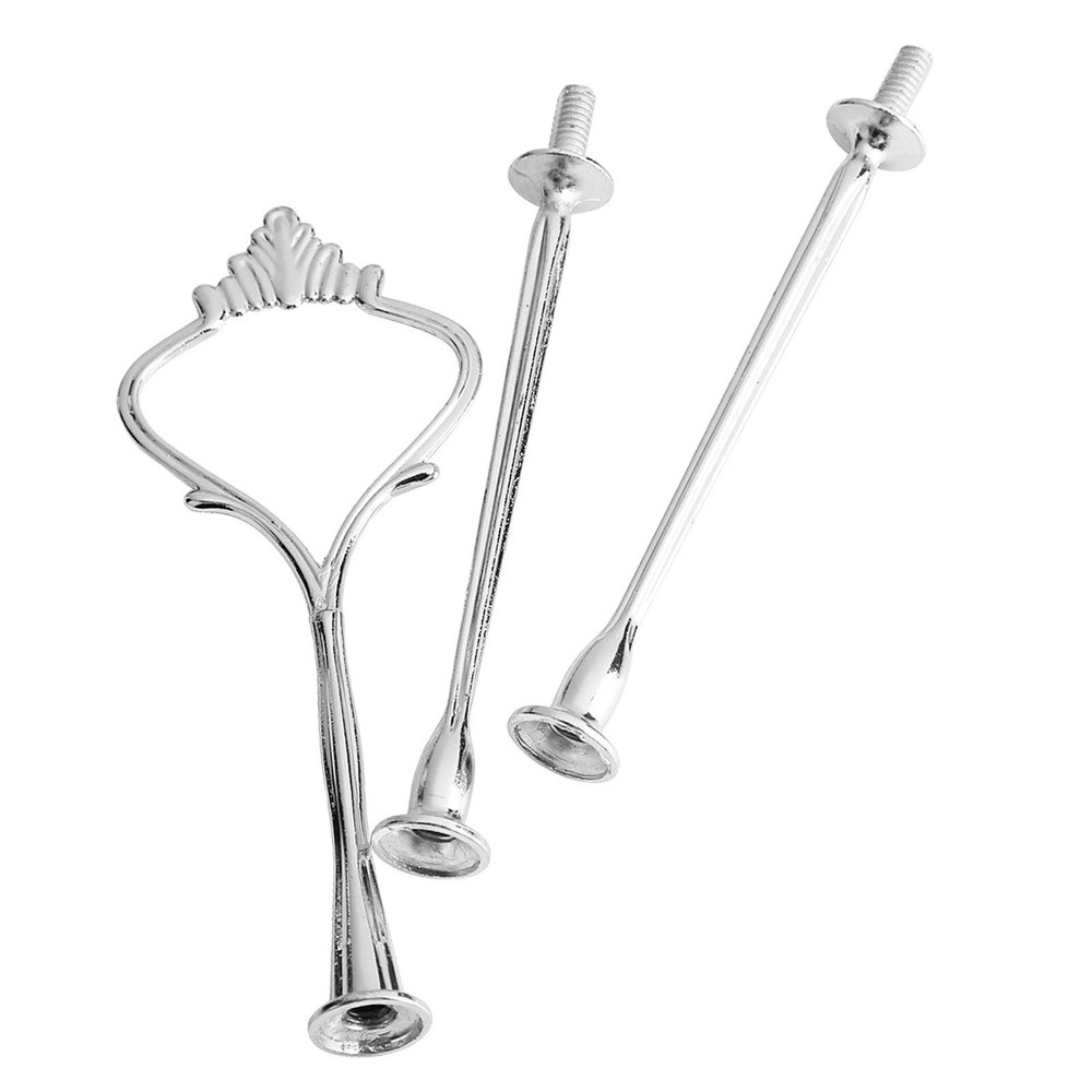 (3tiers Crown Silver)Multi Tiers Cake Tray Stand Handle Fruit Plate Hardware WT