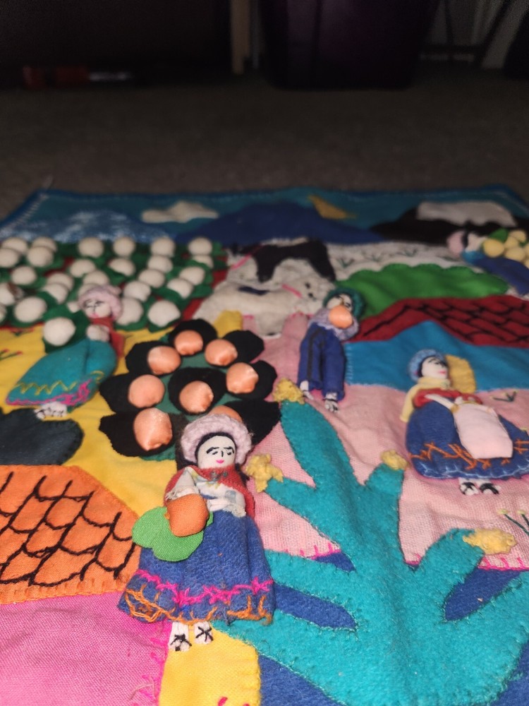 Arpilleras/3D Patchwork Little Doll Peruvian Folk Art Textiles Wall Art