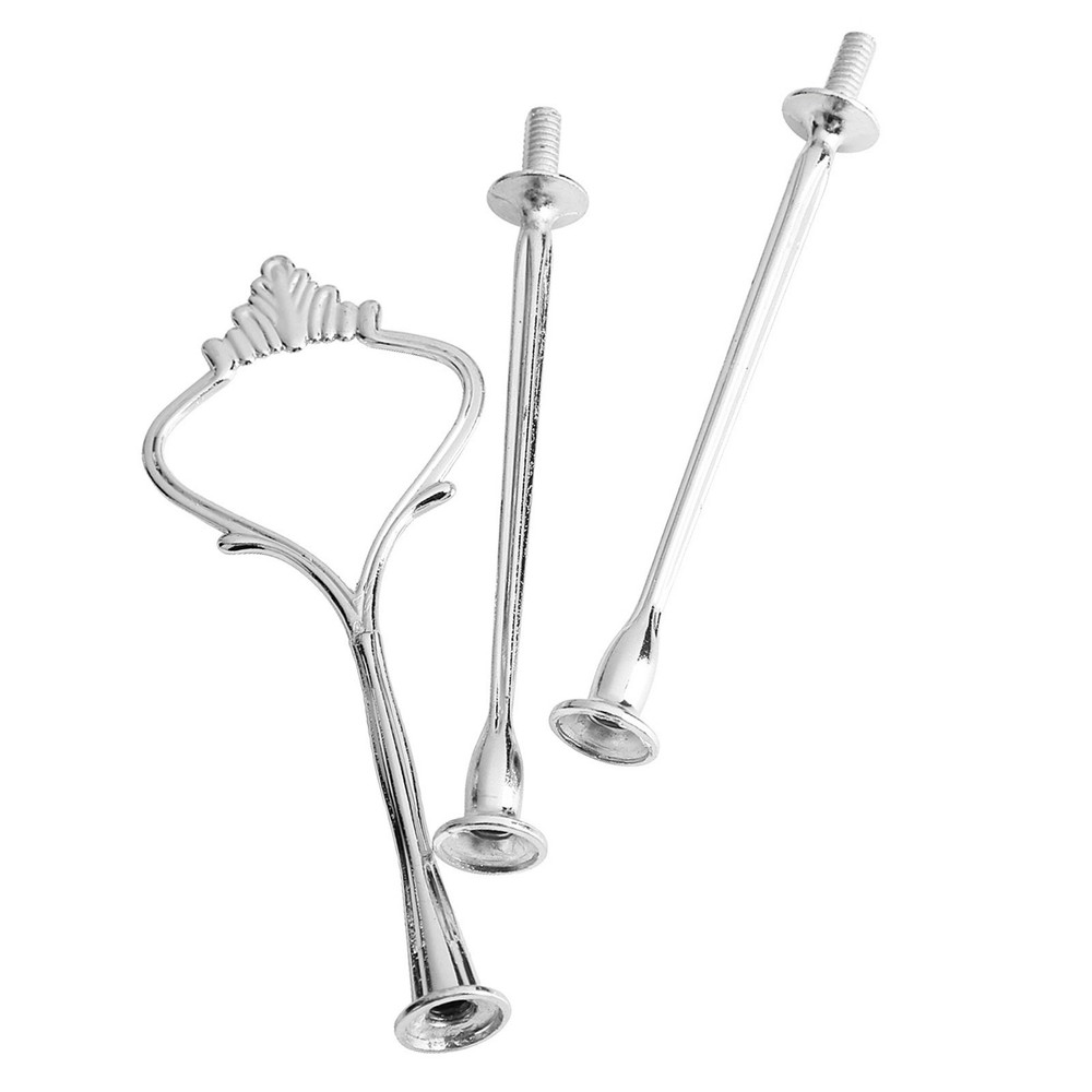 (3tiers Crown Silver)Multi Tiers Cake Tray Stand Handle Fruit Plate Hardware WT