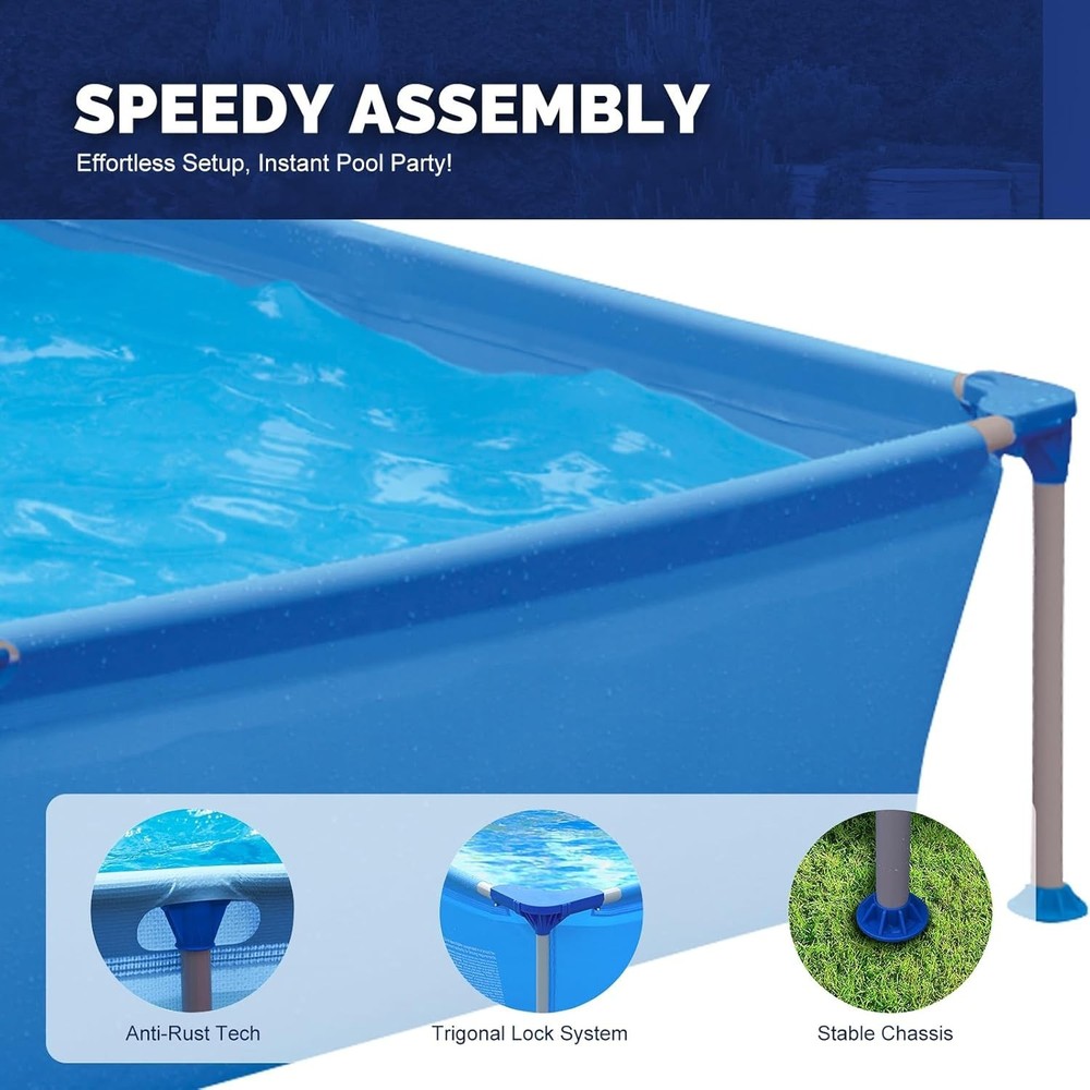 Quick-Install Above Ground Pool - Spacious 6.2ft x 4.2ft Rectangular Design