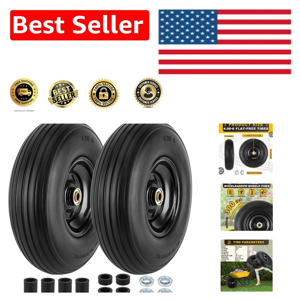 4.00-6 Solid Tire and Wheel Set - 300 lbs Capacity for Versatile Use
