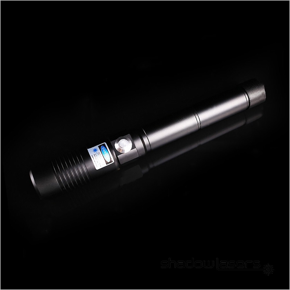 450nm Blue Laser Pointer Adjustable Focus Flashlight Visidle Beam Light+Case US