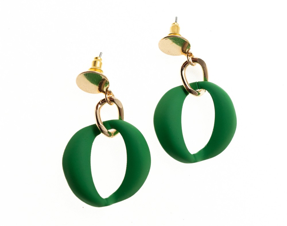 Post Earring With Colorful Geo Drop