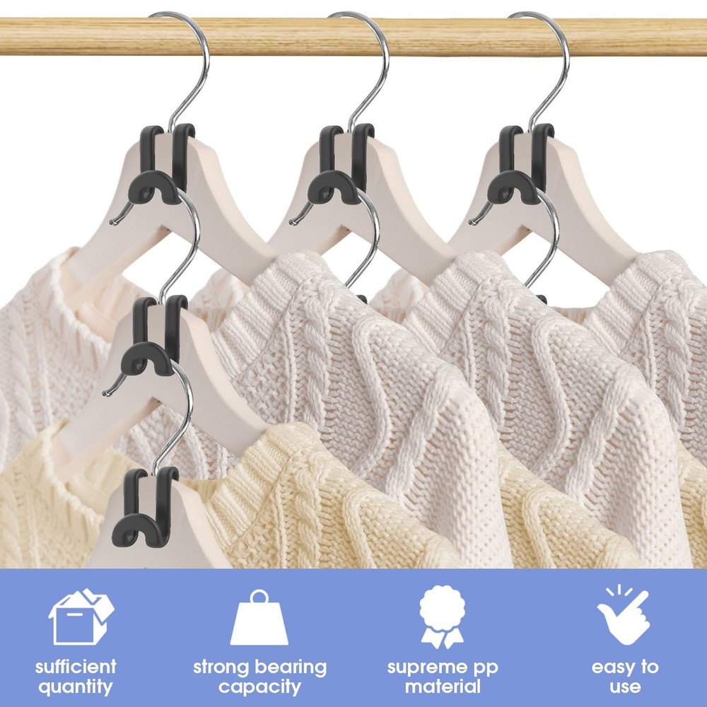 80Pcs Clothes Hanger Connector Hooks, Plastic Space Saving Heavy Duty Hanger ...