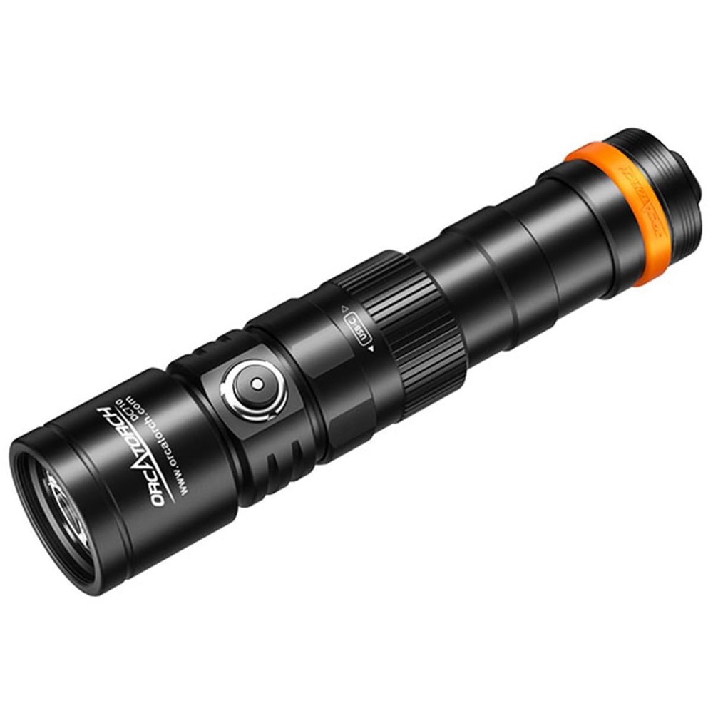 OrcaTorch DC710 USB-C Direct Charging 3000 Lumens Dive Light Black