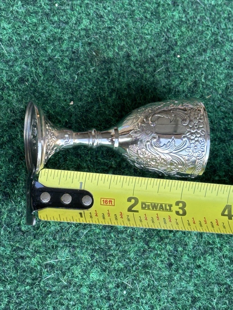 VTG Corbell & Co. Silver Plate Ornate, 2 Mini Wine Goblets /Cups - 3.5”
