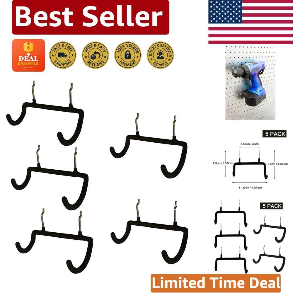 Neoprene-Coated 5-Pack Pegboard Drill Holders - Safe & Secure Tool Hanging
