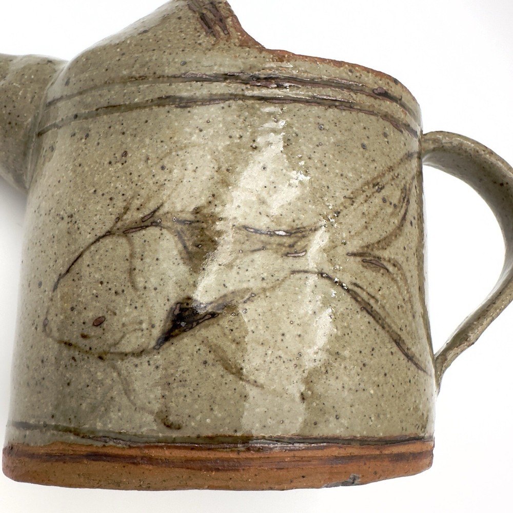STUDIO ART POTTERY WATERING CAN COLLEEN LAPPE ARTIST CERAMIC EARTHENWARE FISH