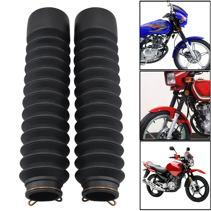 2Pcs Universal Front Rubber Fork Boots Shock Absorber Protector Dust Cover Black
