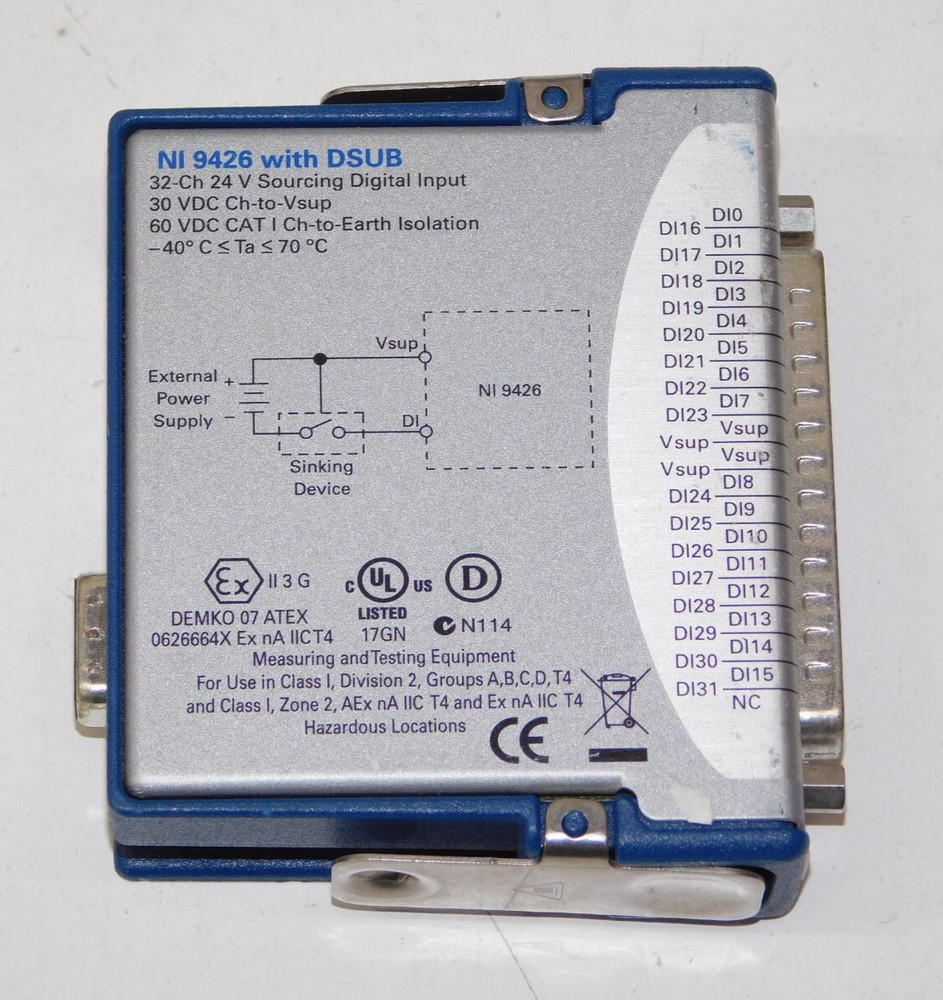 National Instruments NI 9426 with DSUB 32 Ch 24V Digital Input Module 197689B-01