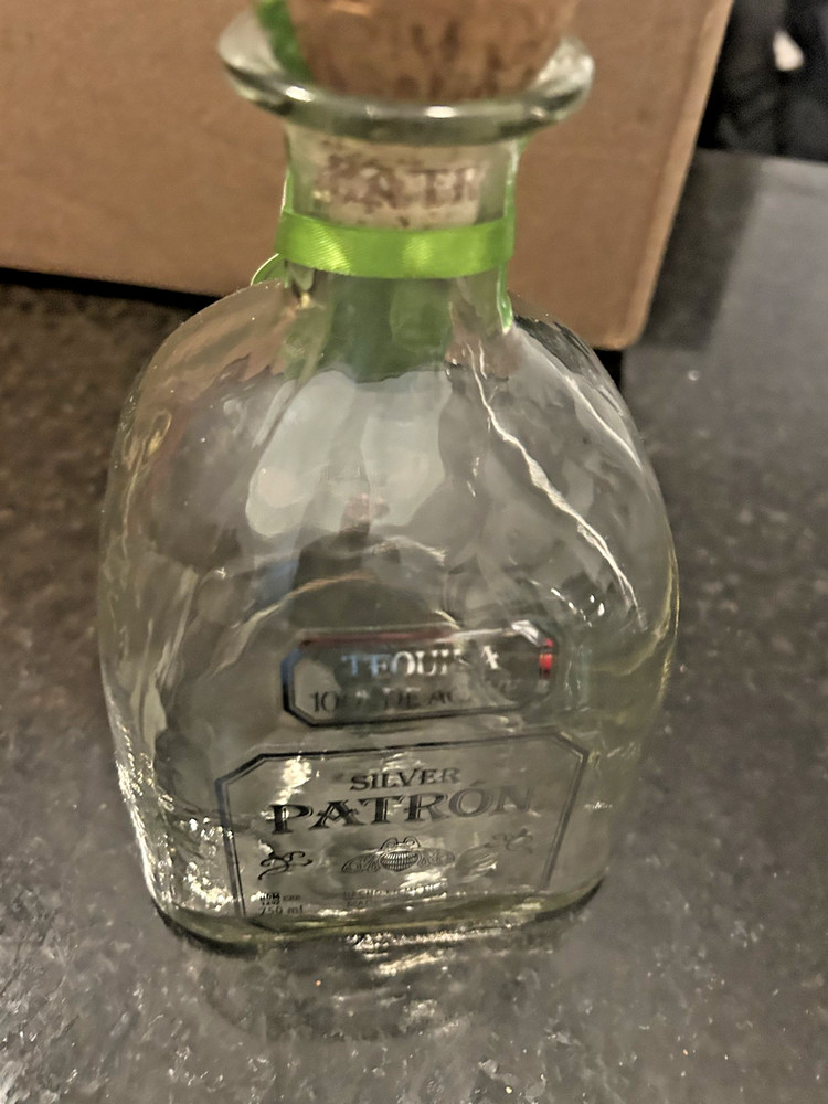 Patrón Silver Tequila Bottle Empty w Box Tin Collector Display Set