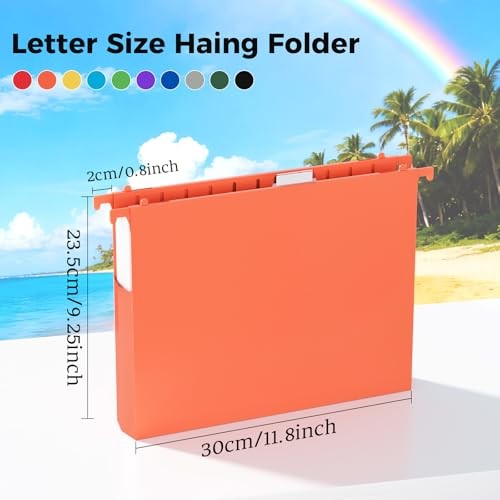 10 Pack Letter Size Hanging File Folders, Plastic Hanging File Folders,