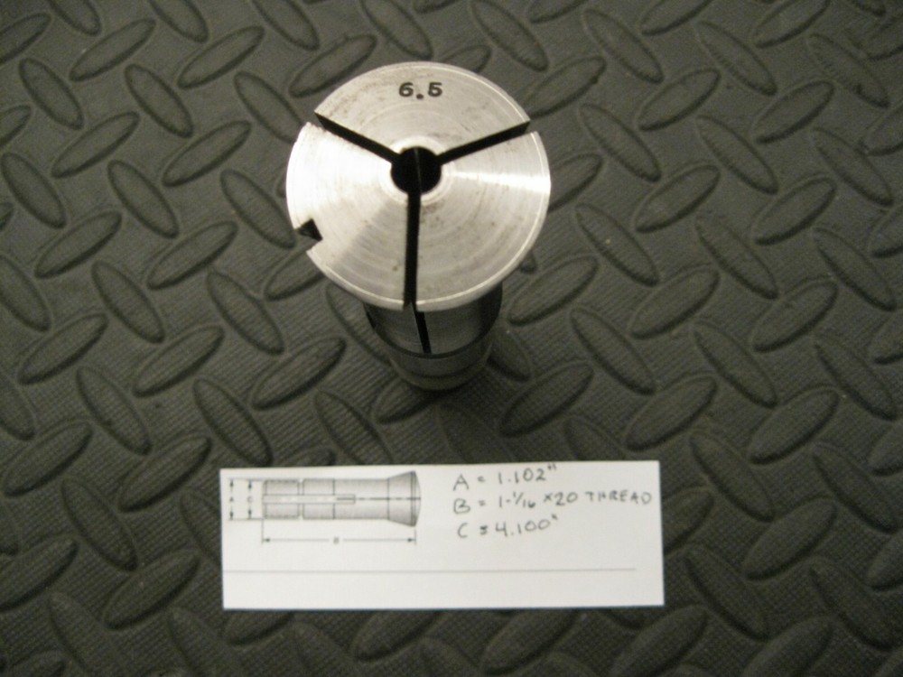 6.5mm Collet with 1-1/16 x 20 Thread, Unknown Make