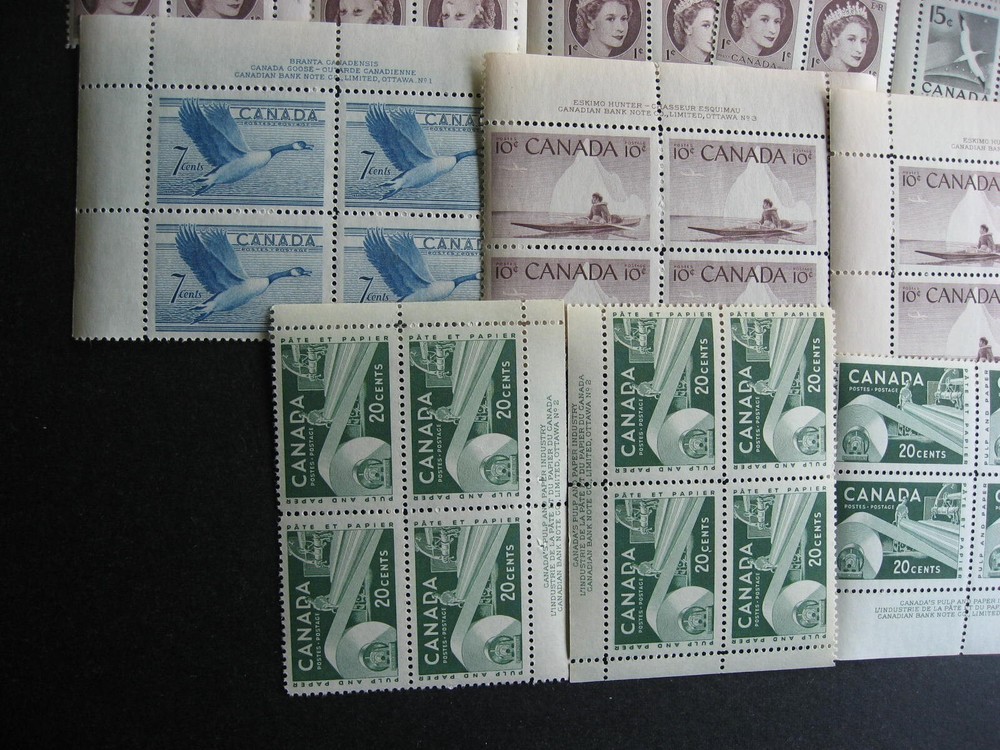 Canada 22 MNH Plate Blocks all different plates or positions, some better stuff!