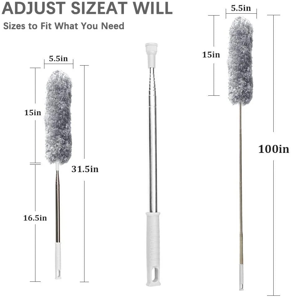 Microfiber Feather Duster Extendable Duster with 100 Inches Extra Long Pole, Ben