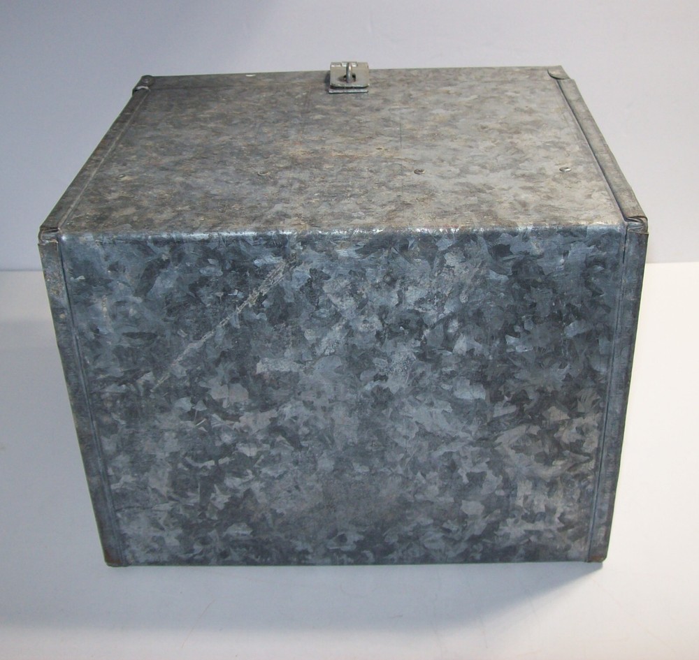 Vintage Handmade GALVANIZED Metal Tool Box Toolbox Box, x