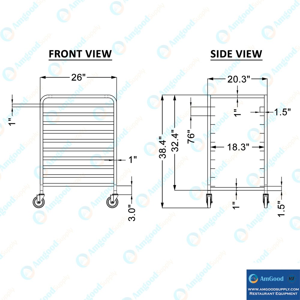 10 Tier Sheet Pan / Bun Pan Rack with Wheels