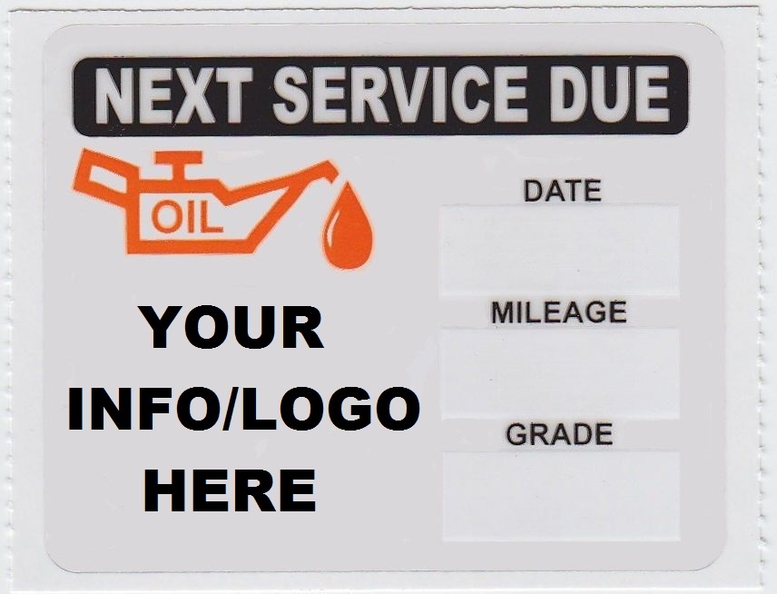 500 CUSTOM STATIC CLING OIL CHANGE STICKERS DECALS ROLL