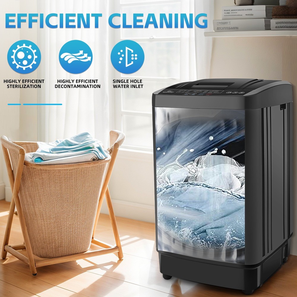 Portable Full Automatic Washing Machine 17.8lbs 10 Programs Built-in Drain Pump